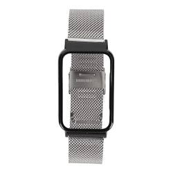 Mesh-Smartwatch-Armband, Austauschbares Elastisches Edelstahl-Uhrenarmband, Bumper Zum Laufen und Trainieren (SILVER) von Haofy