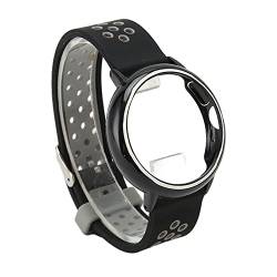 Uhr, Weiches Silikon, Stilvolles Smartwatch-Armband mit Mehreren Löchern, 2 Farben, mit Hülle für Perfekte Passform (Schwarzgrau) von Haofy