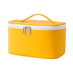 wasserdichte Make-up-Tasche mit Großem Fassungsvermögen und Griff, Tragbarer Toilettenartikel-Organizer für Reisen (Yellow) von Haofy