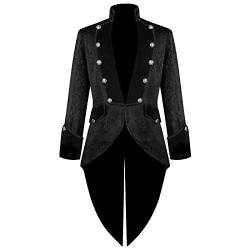 Herren Steampunk Mantel Gothic Cosplay Frack Viktorianische Langarm Kostüme Männer Karneval Jacke von Haohon