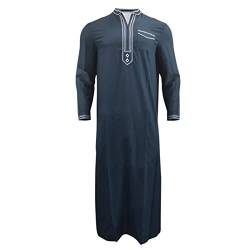 Kaftan Herren Baumwolle Leinen Sommer Cool Jilbab Herren Muslim Robe Gebetskleidung für Männer Islamische Kleidung Thobe Marokkanische Afghanische Arabische Kleidung Herren Tunika Abaya Dubai Männer von Haohon