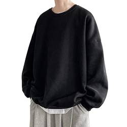 Sweatshirt Herren Ohne Kapuze Langarm Basic Sweater Herren Oversized Sport Herren Sweatshirt Outwear Herbst Y2K Clothes Bequem Outwear Zip Hoodie Herren Oversize Vintage Rundhals für Männer Teenager von Haohon