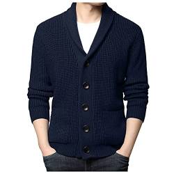 Trachten Strickjacke Herren Grau, Damen Herren Strickpullover Oversize, Herren Pullover V Ausschnitt Blau, Herren Strickjacke mit Knöpfen Strickjacke Wolle Herren Knöpfe Langer Cardigan von Haohon