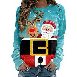 Weihnachtspullover Damen WeiÃŸ Weihnachten Pullover Katze Alkohol Weihnachspullis XXL mit Glitzer Fleece Christmas Sweater Damen Weihnachts Tshirt Sweatshirt Xmas Pulli Shirt Weihnachts Hoodie von Haohon