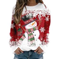 Weihnachtspullover Damen Weiß Weihnachten Pullover Katze Alkohol Weihnachspullis XXL mit Glitzer Fleece Christmas Sweater Damen Weihnachts Tshirt Sweatshirt Xmas Pulli Shirt Weihnachts von Haohon