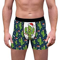 Weihnachtsunterhose Männer Lustig Weihnachts Boxershorts Herren Weihnachtsboxershort L XL XXL Unterhosen Weihnachten Boxer Shorts für Männer mit Rentier Schneemann Weihnachtsmotiv Retroshorts Rot Eng von Haohon