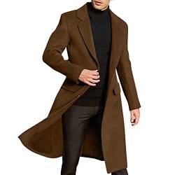 Wintermantel Herren Wolle Lang,Herren Mantel Lang Schwarz Winddichtes Material,Wollmantel Herren Winter Slim Fit,Herrenmantel Lang 3Xl,Schwarzer Herren Mantel Lang von Haohon