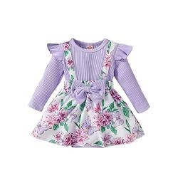 Haokaini Baby Mädchen Kleidung Neugeborene Strampler Kleid Lange Rüschen Ärmel Outfits Floral Strapse Rock Overall Kleinkind Jumpsuit Set von Haokaini