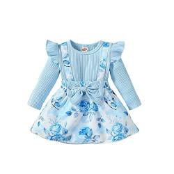 Haokaini Baby Mädchen Kleidung Neugeborene Strampler Kleid Lange Rüschen Ärmel Outfits Floral Strapse Rock Overall Kleinkind Jumpsuit Set von Haokaini