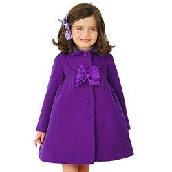 Haokaini Kleinkind Mädchen Woolen Graben Mantel Winter Wärmer Jacke Mantel Mantel für 2-7 Jahre Mädchen… (Violett, 2-3 Jahre) von Haokaini