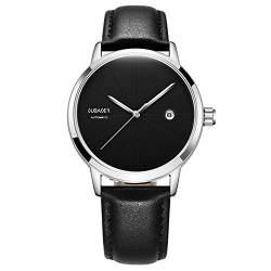 Smartwatches,Automatic Machinery Watch Simple Wind Heavy Industries True Leather Watch Belt Watch Black Leather Belt with Silver Shell and Black Face von Haonb