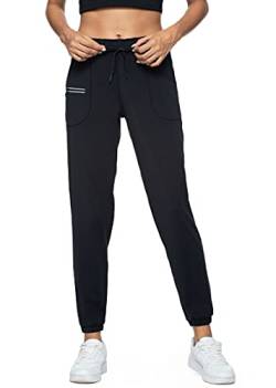 Jogginghose für Damen, elastische Taille, bequeme Lounge, Workout, Sport, Yoga, Hose mit Taschen, Black01, Klein von Haowind