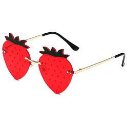 Erdbeer -sonnenbrille Modeparty Sonnenbrille Süße Erdbeerbrille Funny Randless Sonnenbrille Halloween Weihnachtsbrillen Accessoire von Haowul