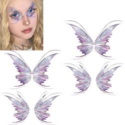 Gesicht Temporärer Tattoos 2 Blätter Feen Schmetterlingsflügel Glänzende Tattoo Aufkleber Wasserdichte Körperkunst Gefälschte Tattoos Für Frauen von Haowul