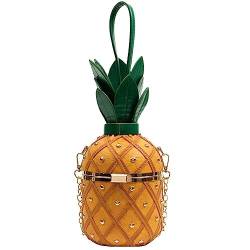 Haowul Pu Leder Crossbody Bag Obst Ananas Form Kettenumhängende Umhängetasche Trendy Einkaufstasche Besorte Messenger -tasche Handtasche Geldbörse von Haowul