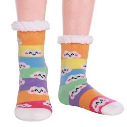 HapiLeap Kindersocken für Jungen und Mädchen Niedliche Tiersocken Weich Flauschig Warm Dick mit Fleece Gefüttert Weihnachtsstrümpfe für Kinder (3-5 Jahre, White Cloud) von HapiLeap