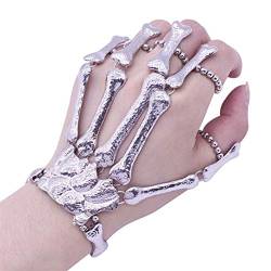 Haplws Hand Kette, Knochen Finger Armband Gotik Punk Handschmuck für Halloween Fasching Karneval Party von Haplws