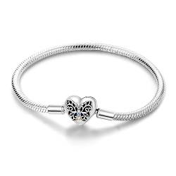 Hapour 925 Plata de Ley Pulsera de Encanto para las Mujeres Mariposa Mejor Amigo Corazón Luna y Estrella Cadena de la Serpiente Pulsera de Encanto con 5A Cubic Zirconia von Hapour