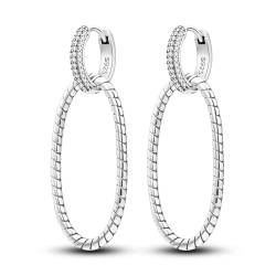 Hapour 925 Sterling Silber Creolen für Damen baumelnde Ohrringe kleine Boho-Ohrringe Seil-Design für empfindliche Ohren doppelte ovale Huggie-Creolen Geschenke für ihren Weihnachtsgeburtstag von Hapour