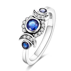 Hapour 925 Sterling Silber Ring mit Sonne und Mond Zirkonia stapelbare Vintage-Ringe Statement-Ringe für Frauen und Mädchen Größe 6 von Hapour