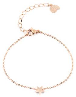 Happiness Boutique Damen Armband Stern Rosegold | Filigrane Stern Armkette Edelstahlschmuck von Happiness Boutique