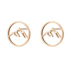 Happiness Boutique Damen Berg Ohrstecker Offen Kreis Berg Ohrringe Edestahl Ohrringe in Rosegold von Happiness Boutique