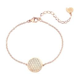 Happiness Boutique Damen Blume des Lebens Armband Rosegold Lebensblume Armkette Edelstahlschmuck von Happiness Boutique