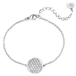 Happiness Boutique Damen Blume des Lebens Armband in Silber Lebensblume Armkette Edelstahlschmuck von Happiness Boutique