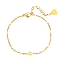 Happiness Boutique Damen Blumen Armband | Filigrane Armkette mit Blumen-Anhänger aus Edelstahl in Gold - Rosegold, Silber | Wasserfestes Armband mit Blümchen Charm von Happiness Boutique