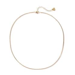 Happiness Boutique Damen Box Link Kette | Klassische Edelstahl Halskette ohne Anhänger in Gold - Rosegold, Silber | Dünne Kasten Kette von Happiness Boutique