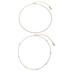 Happiness Boutique Damen Choker Set im Zarten Design Rosévergoldet | 2 Minimalist Ketten Dezenter Schmuck in Roségold von Happiness Boutique