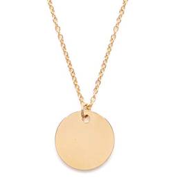 Happiness Boutique Damen Kette Kreis Anhänger in Goldfarbe | Feine Kette Runder Anhänger Plättchen Minimalist Schmuck von Happiness Boutique