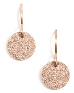 Happiness Boutique Damen Kleine Ohrringe Plättchen in Rosegold | Glitzernde Ohrhänger im Runden Design von Happiness Boutique