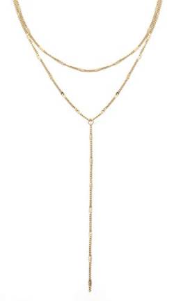 Happiness Boutique Damen Mehrreihige Kette in Goldfarbe | Zarte Y Kette Edelstahlschmuck von Happiness Boutique