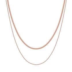 Happiness Boutique Damen Mehrreihige Kette in Rosegold Zweireihige Schlangenkette Minimalist Schmuck aus Edelstahl von Happiness Boutique