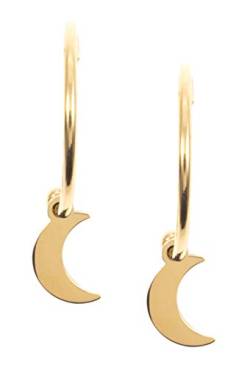 Happiness Boutique Damen Mond Creolen mit Anhängern in Goldfarbe | Kleine Halbmond Ohrringe Edelstahlschmuck von Happiness Boutique