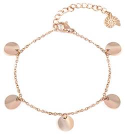 Happiness Boutique Damen Plättchen Armband in Rosegold | Kreis Armband Plättchen Anhänger Edelstahlschmuck von Happiness Boutique