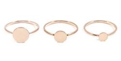 Happiness Boutique Damen Ring Set in Rosegold | Stapelringe Set 3 Kreis Ringe Geometrischer Edelstahlschmuck von Happiness Boutique