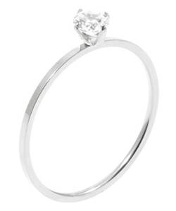 Happiness Boutique Damen Ring mit Kristall in Silberfarbe | Ring mit Stein in Diamant-Optik Minimalist Schmuck Edelstahl von Happiness Boutique