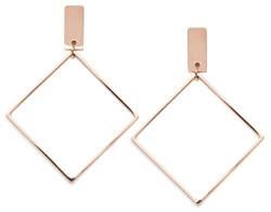 Happiness Boutique Damen Viereck Ohrringe in Rosegold | Geometrische Ohrhänger Quadrat und Stab Edelstahlschmuck von Happiness Boutique