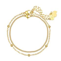Happiness Boutique Damen Zarte Armbänder Vergoldet | Filigrane Armketten 2-er Set aus Edelstahl von Happiness Boutique