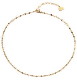 Happiness Boutique Damen Zarte Choker Kette in Goldfarbe | Filigrane Kette Edelstahlschmuck von Happiness Boutique