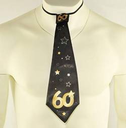 Krawatte mit Aufschrift "Happy Birthday", Schwarz / goldfarben von Happium