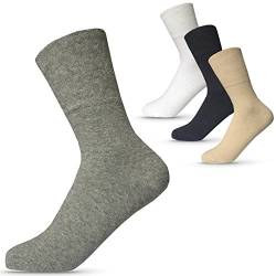 Happy Bavaria Damen Socken ohne Gummi Damensocken 100 baumwolle 35-38 graue mit weitem bund diabetikersocken diabetiker Comfort gummibund venenfreundlich naht 35 36 37 38 (6x, grau, 35-38) von Happy Bavaria