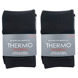 Happy Bavaria Damen Strumpfhose Thermo Unterwäsche Thermounterwäsche schwarz warme Thermostrumpfhose weich warm Fleece Baumwolle ski (2X, 52-54) von Happy Bavaria