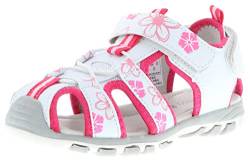 Happy Bee Kinder Mädchen Trekkingsandalen Outdoorschuhe Halbschuhe Klettverschluss Blümchen weiß/pink, Größe:33, Farbe:Weiß von Happy Bee