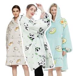 Happy Box Moodies® Decken Hoodie Übergroße, Super weiche gemütliche warme komfortable Riesen-Hoodie Decke, Kapuzenpullover für Erwachsene, Männer, Frauen, Jugendliche - The Moodies (Green Panda) von Happy Box