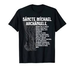 Heiliger Erzengel Michael der lateinische Gebet Traditionelle Sancte T-Shirt von Happy Catholics