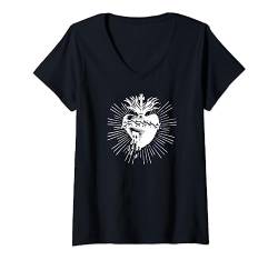 Heiligstes Herz Jesu Christi Kunst Vintage Katholisch T-Shirt mit V-Ausschnitt von Happy Catholics
