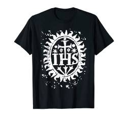 IHS Kreuz Christogramm Used-Look Katholische Kunst T-Shirt von Happy Catholics